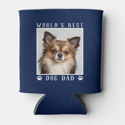 世界の犬最高ののパパポートが海軍でペットの写真をプリント 缶クーラー (正面)