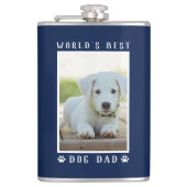 世界の犬最高ののパパポート印刷写真ネイビー8oz フラスク (正面)