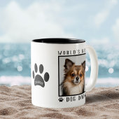 世界の犬最高ののパパポート印刷名ペットの写真 ツートーンマグカップ