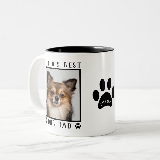 世界の犬最高ののパパポート印刷名ペットの写真 ツートーンマグカップ (正面左)