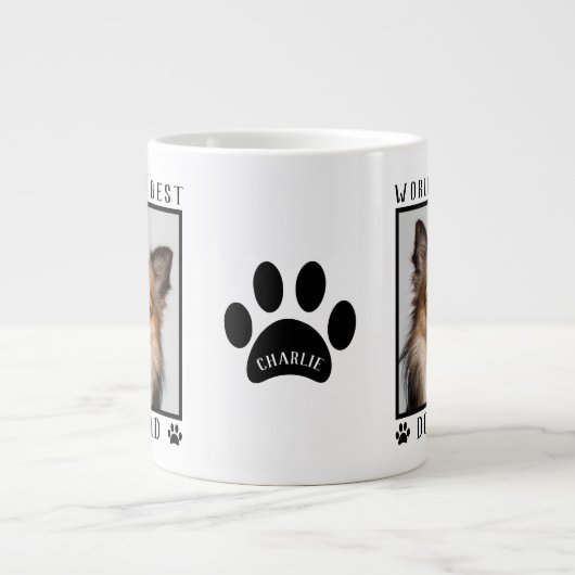 世界の犬最高ののパパ名ポープ印刷ペットの写真 ジャンボコーヒーマグカップ (正面)