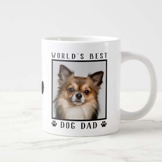 世界の犬最高ののパパ名ポープ印刷ペットの写真 ジャンボコーヒーマグカップ (右)