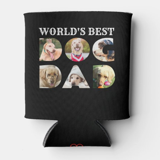 世界の犬最高ののパパ6フォトコラージュ犬の恋人ができる 缶クーラー (正面)