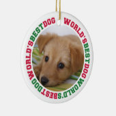 世界の犬最高のの赤い前足のペットのカスタム写真 セラミックオーナメント (右)
