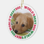 世界の犬最高のの赤い前足のペットのカスタム写真 セラミックオーナメント (左)