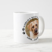 世界の犬最高の母のポートがプリントされたカスタムペット写真 ジャンボコーヒーマグカップ (正面右)