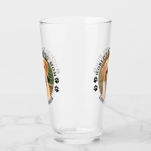 世界の犬最高の母のポートがプリントされたカスタムペット写真 タンブラーグラス (左)