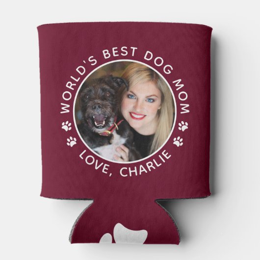 世界の犬最高の母のポートがプリントされたカスタムペット写真 缶クーラー (裏面)