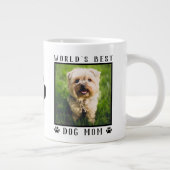 世界の犬最高の母の名前ポーがペットの写真をプリント ジャンボコーヒーマグカップ (右)