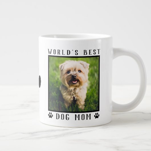 世界の犬最高の母の名前ポーがペットの写真をプリント ジャンボコーヒーマグカップ (右)