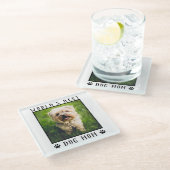 世界の犬最高の母の手がペットの写真のフレームをプリント ガラスコースター (アングル)