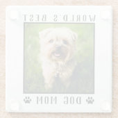 世界の犬最高の母の手がペットの写真のフレームをプリント ガラスコースター (裏面)