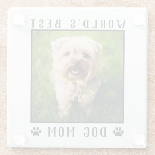 世界の犬最高の母の手がペットの写真のフレームをプリント ガラスコースター (裏面)