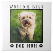 世界の犬最高の母の手がペットの写真のフレームをプリント タイル (正面)