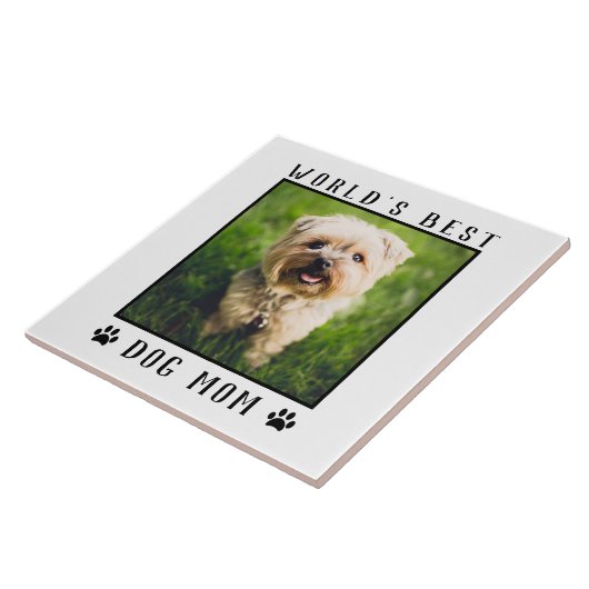 世界の犬最高の母の手がペットの写真のフレームをプリント タイル (側面)