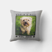 世界の犬最高の母の手がペットの写真をプリント素朴 クッション (裏面)