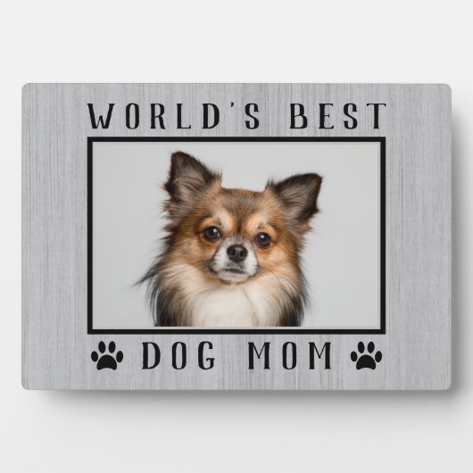 世界の犬最高の母の手がペットの写真をプリント素朴 フォトプラーク (正面)