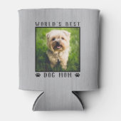世界の犬最高の母の手がペットの写真をプリント素朴 缶クーラー (正面)