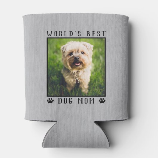 世界の犬最高の母の手がペットの写真をプリント素朴 缶クーラー (裏面)