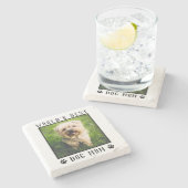 世界の犬最高の母の手がペットの写真をプリント ストーンコースター (横)