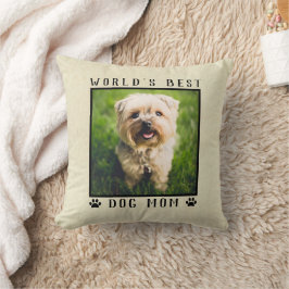 世界の犬最高の母の手がペットフォトを金ゴールドにプリント クッション