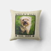 世界の犬最高の母の手がペットフォトを金ゴールドにプリント クッション (裏面)