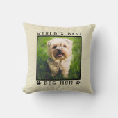 世界の犬最高の母の手がペットフォトを金ゴールドにプリント クッション (正面)