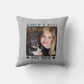 世界の犬最高の母の手が写真をプリント素朴 クッション (裏面)