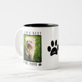 世界の犬最高の母の手が名前のペットの写真をプリント ツートーンマグカップ (正面左)