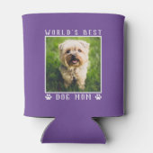 世界の犬最高の母の手が紫の上に写真をプリント 缶クーラー (裏面)