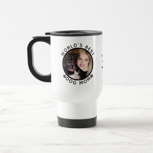 世界の犬最高の母名前をカスタムするペットの写真 トラベルマグ (左)