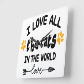 世界の猫が大好きことわざ スクエア壁時計 (傾斜)