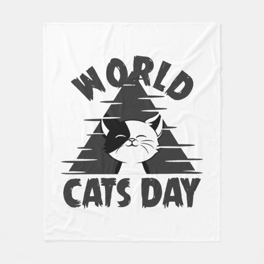 世界の猫の日 フリースブランケット (正面)