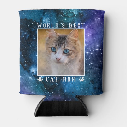 世界の猫マ最高のマー宇宙ポープリント写真 缶クーラー (正面)