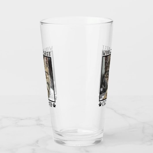 世界の猫最高ののパパの手がペットの写真フレームをプリント タンブラーグラス (左)