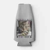 世界の猫最高ののパパの手がペットの写真フレームをプリント ボトルクーラー (正面)