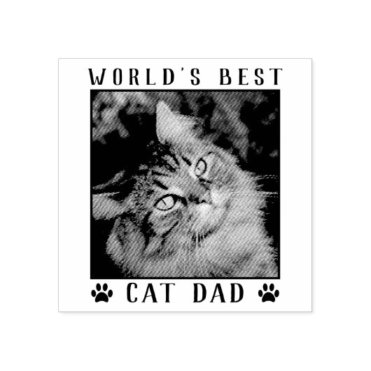 世界の猫最高ののパパの手がペットの写真フレームをプリント ラバースタンプ (インプリント)