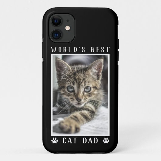 世界の猫最高ののパパの手が猫の写真を黒でプリント Case-Mate iPhoneケース (裏面)