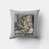 世界の猫最高ののパパポートがペットの写真をプリント素朴 クッション (裏面)