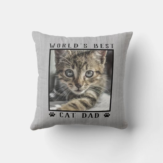 世界の猫最高ののパパポートがペットの写真をプリント素朴 クッション (裏面)