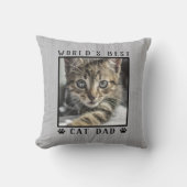 世界の猫最高ののパパポートがペットの写真をプリント素朴 クッション (正面)