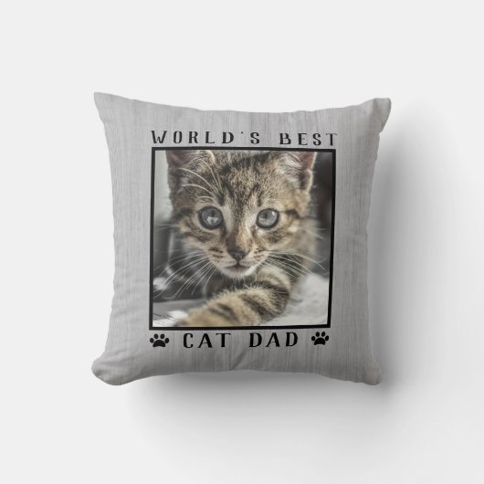 世界の猫最高ののパパポートがペットの写真をプリント素朴 クッション (正面)