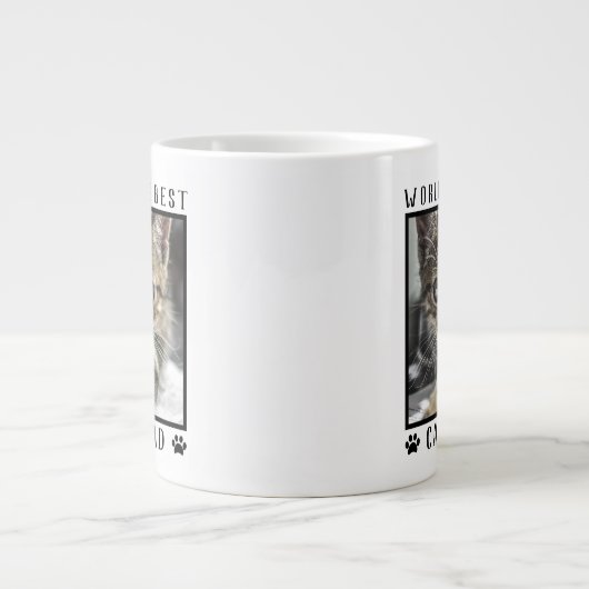 世界の猫最高ののパパポートがペットの写真をプリント ジャンボコーヒーマグカップ (正面)