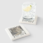 世界の猫最高ののパパポートがペットの写真をプリント ストーンコースター (横)