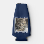 世界の猫最高ののパパポートが海軍でペットの写真をプリント ボトルクーラー (正面)