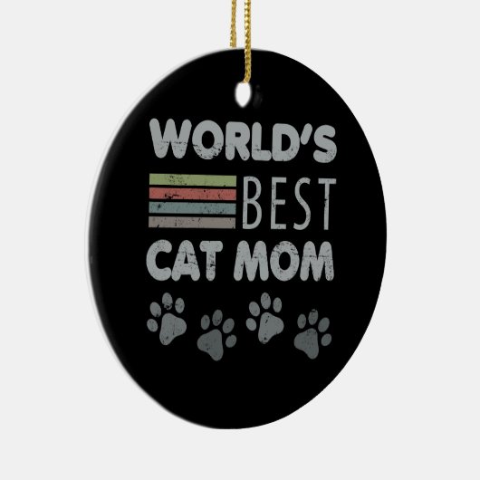 世界の猫最高ののママ セラミックオーナメント (右)
