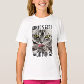 世界の猫最高ののママ Tシャツ (正面)