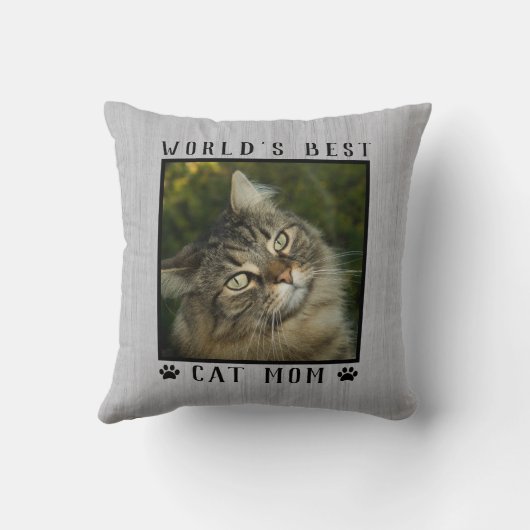 世界の猫最高ののモマー手がペットの写真をプリント素朴 クッション (裏面)