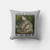 世界の猫最高ののモマー手がペットの写真をプリント素朴 クッション (正面)