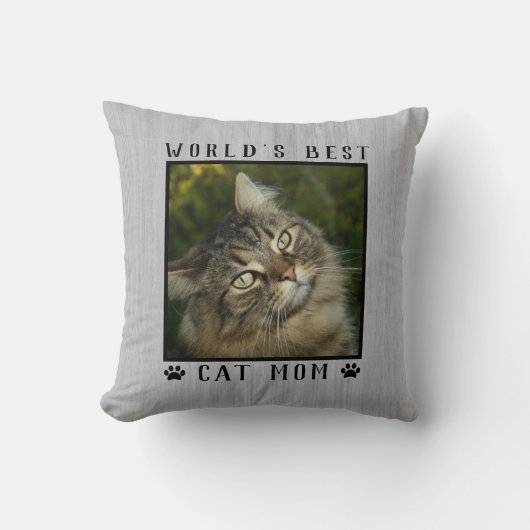世界の猫最高ののモマー手がペットの写真をプリント素朴 クッション (正面)